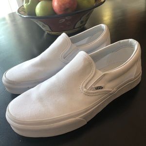 Vans white slip ons Women size 7.5 LIKE NEW